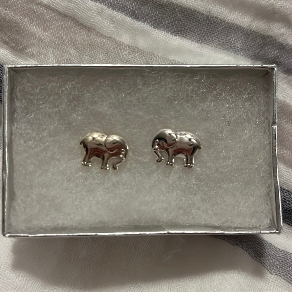 ivory ella silver elephant earrings